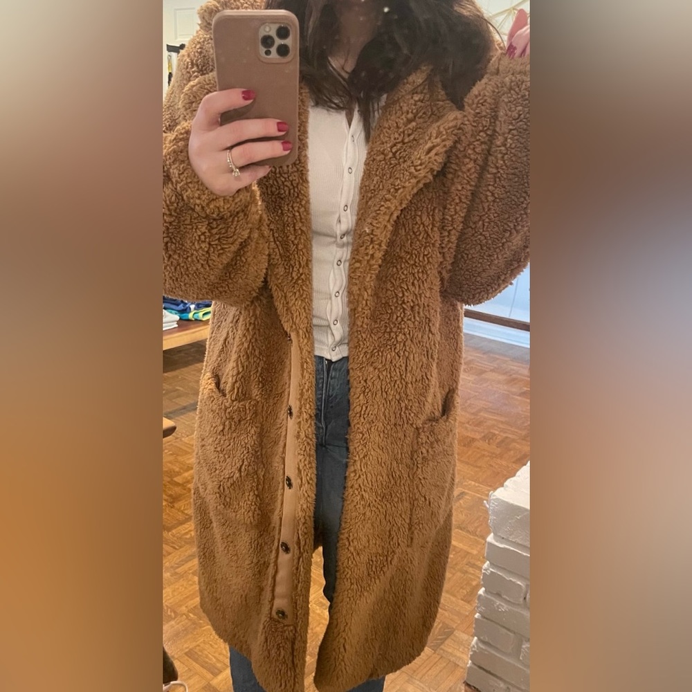 M Free People Tessa oversized teddy bear coat